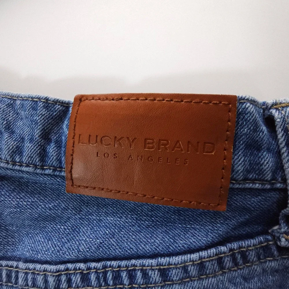 Lucky Brand Drew Mom Jeans Womens 6/28 Blue Vintage High Rise Raw Hem Straight - Picture 6 of 12